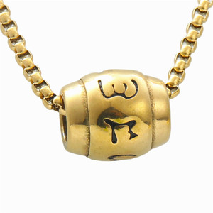 Men's <b>Titanium</b> Steel Pendant With Six Character Mantra Round Design Everyday Wear Necklace 233065 - Product Image 5