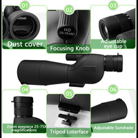 Longue-vue zoom 20-75x60 avec prisme BK7 et objectif large de 60 mm pour l'observation des oiseaux, l'astronomie et l'exploration en extérieur