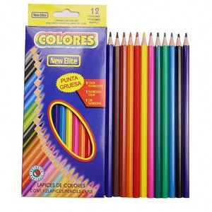Ensemble d'art en plastique 12 couleurs dans une boîte colorée, crayons de couleur hexagonaux professionnels de 7 pouces pour enfants - Product Image 1