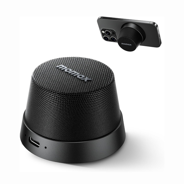 MOMAX Magnetic Portable Speaker - Mini Waterproof Shower Speaker with Bass, 12H Playtime