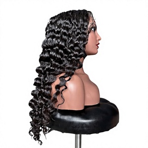 Perruque Lace Front en Cheveux Humains Vietnamiens Premium, Noir Naturel, Bouclée Profonde, Sans Colle, pour Femmes, Vente en Gros - Product Image 1
