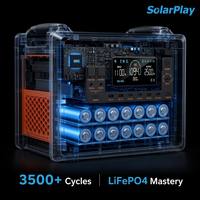 Station d'alimentation portable Solarplay 2500W, générateur solaire 2304Wh avec fonction UPS, MPPT 97% et onduleur à onde sinusoïdale pure