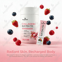Poudre de collagène + électrolytes AegleWell, saveur fruits rouges mélangés, complément de collagène pour la peau, les cheveux, les ongles et l'hydratation