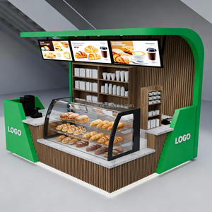 Custom Coffee Shop Business Coffee Shop Design <strong>Led</strong> <strong>Light</strong> Wooden Coffee <strong>Display</strong> Kiosk for Bubble Tea Counter Coffee Bar Kiosk - Product Image 5