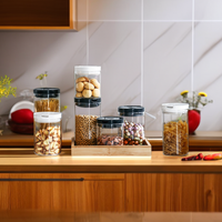 Ensemble de bocaux en verre multi-échelles pour cuisine, en verre borosilicate de haute qualité, hermétiques avec couvercle en plastique, pour le stockage des bonbons