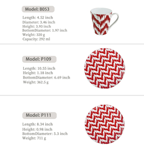 Juego de Vajilla de Porcelana de 18 Piezas OEM, Color <span class=keywords><strong>Coral</strong></span> Rojo y Cerámica Blanca con Diseño de Plantas, para Uso Doméstico y en Restaurantes - Product Image 6