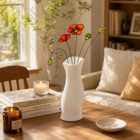 Ornement de table en verre teinté Art Déco fait main sur mesure, bouquet de coquelicots, remplissage de vase floral artificiel, décoration intérieure
