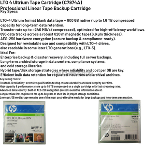 Dispositivo <span class=keywords><strong>de</strong></span> Almacenamiento y Unidad <span class=keywords><strong>de</strong></span> Disco HPE Ultrium 4 LTO4 Tape C7974A 800GB-1.6TB 1.6T - Product Image 5