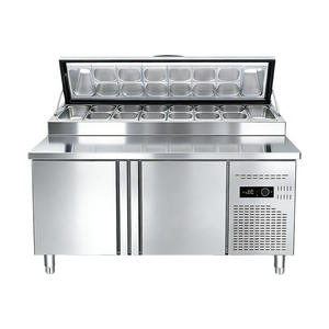 Mesa <span class=keywords><strong>de</strong></span> Preparación <span class=keywords><strong>de</strong></span> Pizza Refrigerada Comercial, Mesa <span class=keywords><strong>de</strong></span> Trabajo <span class=keywords><strong>de</strong></span> Acero Inoxidable para Preparación <span class=keywords><strong>de</strong></span> Pizza, Refrigerador para Restaurante, Panadería, Pizzería - Product Image 1