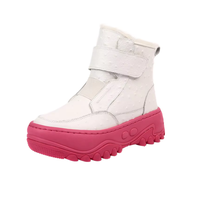 Bottes de neige mi-mollet en cuir de vachette avec doublure en fourrure respirante, chaudes et douces, semelle épaisse en caoutchouc véritable pour femme