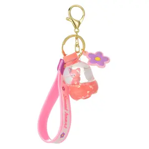 Chaveiro jymoon, chaveiro rosa tipo garrafa flutuante, delicado, pingente escolar infantil