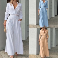 Nouvel ensemble tendance décontracté pour femme, coupe ajustée, col uni, collection Printemps 2026