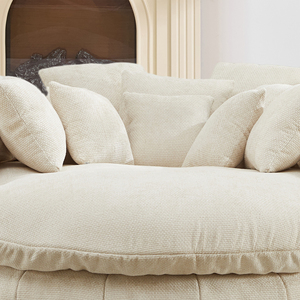 Canada Warehouse Foldable Round <b>Sofa</b> Large Chenille Relax Chair Modern Cloud Couch Easy Compression Packing - Product Image 2