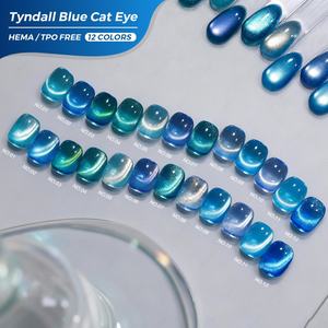 Collection de vernis à ongles gel œil de chat JTING TPO Hema Free Design 12 couleurs Tyndall Blue Cat Eye Gel Polish OEM 15ml, fournitures pour salon - Product Image 1