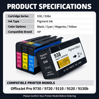 Kompatibel untuk Kartrid Tinta HP 938 4-Pack BK M Y C untuk Printer OfficeJet Pro 9730 9720 9120 9130 9110b Grosir