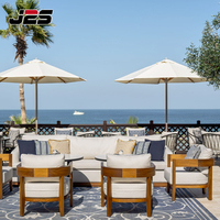 Ensemble de mobilier de restaurant extérieur J2S, mobilier de patio commercial, cadre en aluminium, design moderne, durable, imperméable, résistant aux UV, hôtel