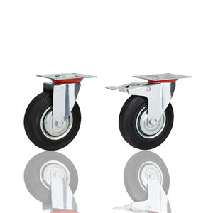 4 5 <span class=keywords><strong>6</strong></span> 8 Zoll Vollgummi-Trolley-Rad Verzinkte Lauffläche Oberplatte Lenkrolle Industrielle Schwenkbare Bremsrollen - Product Image 5