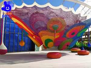 ハニカム レインボー クライミングネット 室内遊具 かぎ針編み ロープネット 屋外遊び場 室内かぎ針編み遊び場用 - Product Image 4