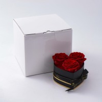 HFlora Vente en gros de mini boîtes de roses éternelles en forme de cœur, 3 roses préservées dans une boîte cadeau en forme de cœur pour femme et famille