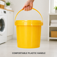Seau rond en plastique recyclable de 3 L avec poignée résistante et étanche pour le nettoyage domestique et le jardinage
