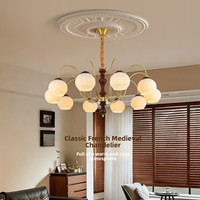 Lustre de salon vintage de style français, luminaire principal rétro de luxe en cuivre massif pour le hall, forme de haricot néoclassique