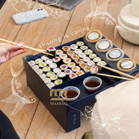 Boîte à bento pliable pour restaurant de cuisine asiatique japonaise de qualité supérieure avec logo personnalisé, pour emporter, avec compartiment pour sauce et coupelle