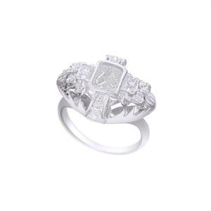 Bague de fiançailles classique en cuivre argenté avec diamants, taille princesse, diamants naturels, couleur G, modèle pour femmes JS-XYH-10026 - Product Image 1