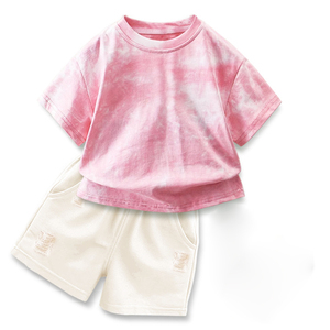 2026 신상 디자인 소프트 타이다이 드롭 숄더 디자인 95% 면 5% 스판덱스 남녀공용 유아 아동 티셔츠 - Product Image 6