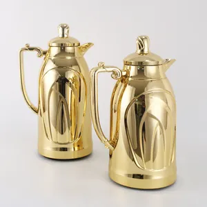 2024 cấp thực phẩm chân không Flask Arabic Vàng nắp PP cơ thể nhựa 1.0L Thermo nồi cà phê