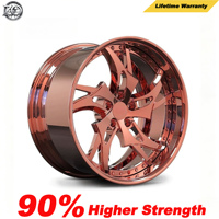 2 jantes forgées en aluminium 6061-T6 chromées, finition or rose poli, concaves profondes, compatibles avec Audi, Mercedes, SUV, camion