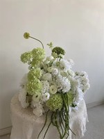 Bunga Hydrangea Hijau Putih Sutra Buatan 60cm Bola Bunga Berkualitas Tinggi Tahan Lama untuk Dekorasi Pernikahan Bar QSLH