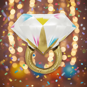 Ballon Métallique Cœur de Fête, Anneau Diamant 61cm, Décoration Gonflable Dorée, Impression Numérique 6 Couleurs pour Célébrations d'Anniversaire - Product Image 3
