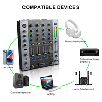 Console de mixage audio professionnelle 4 canaux TNH MC4000 en métal pour DJ, idéale pour les clubs, discothèques et l'usage domestique avec enceintes