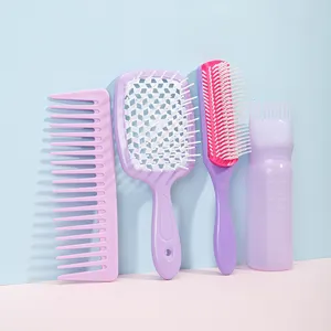 Beauty Hair Salon Care Tool Root Comb Applicator Bottle Silicone Shampoo Hair Brush Comb Set Massage Detangling Brush