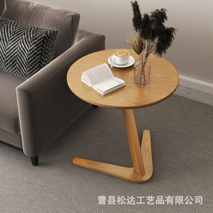 Mesa auxiliar sencilla de madera, mesa auxiliar de madera maciza, mesa auxiliar para sofá de salón, mesa de centro, mesa auxiliar móvil, estante para cabecera de cama - Product Image 4
