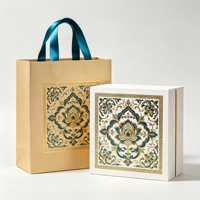 Sac en papier d'art de luxe de haute qualité avec poignée en ruban, emballage de boîte cadeau en carton, boîte à thé haut de gamme, logo personnalisé, image de marque d'entreprise