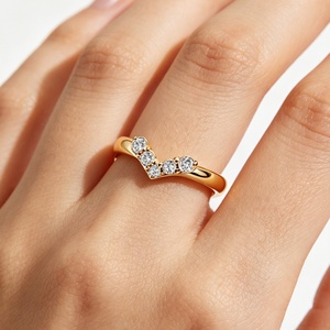 Minimalist Solid Gold Wishbone <b>Ring</b> for Girls Gift High Quality V Shape Lab Diamond VVS Band <b>Ring</b> <b>Thin</b> <b>Ring</b> 14K 18K - Product Image 4