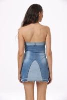 Nouvelle robe en jean de soirée au design original, robes sans manches personnalisées pour femmes