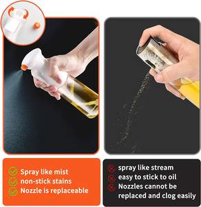 Bouteille de pulvérisation d'huile de 200ml Pulvérisateur de qualité alimentaire Distributeur de brumisateur Bouteille de pulvérisation d'huile d'olive de cuisine en verre - Product Image 5