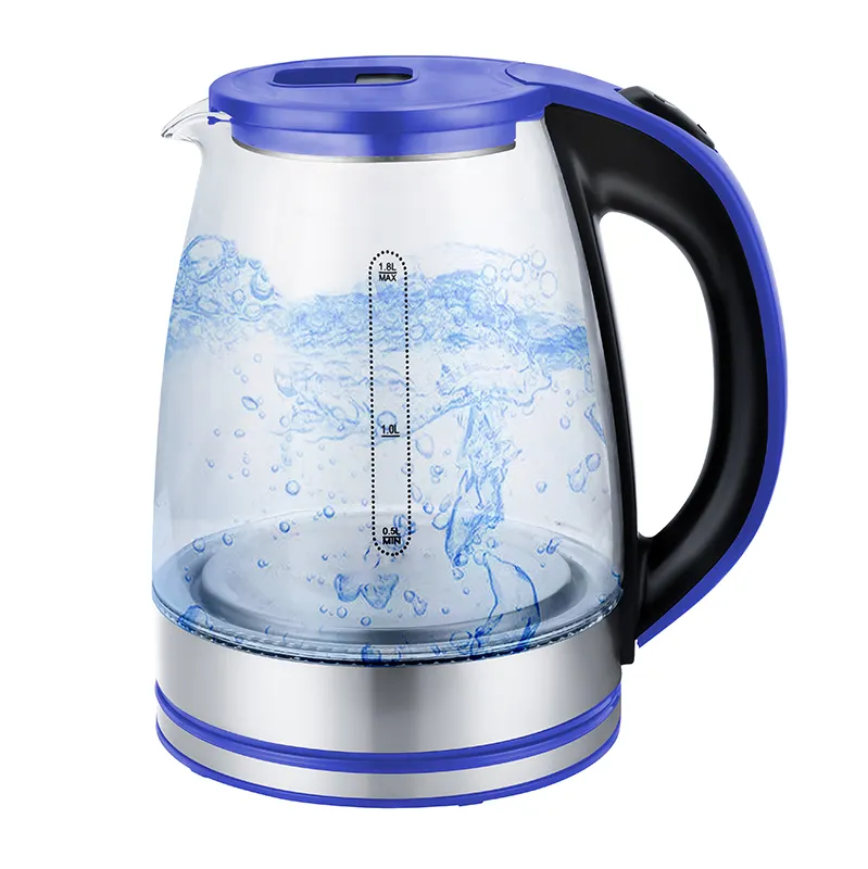Синий светодиодный светильник, самый популярный электрический чайник 1,8l1800w, стеклянный корпус, электрический чайник, стекло для бытовой техники