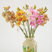 Fleur artificielle de cymbidium cerisier de haute qualité en gros pour mariage, festival, Noël, Pâques, décoration intérieure, arrangement floral
