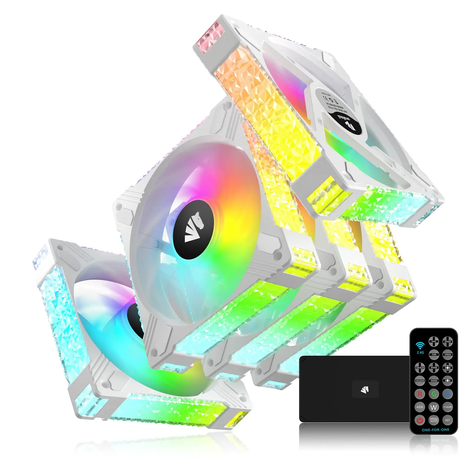 ASIAHORSE | Crystal Frame Computer Case Heatsink Fan Low Noise RGB ARGB CPU Cooler 120X120X25mm for PC Case DIY