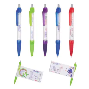 China wholesale market adveresting banner feature ballpoint promotion pen with roll out paper your logo