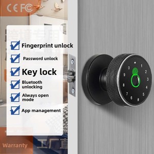 Tuya Smart Fingerprint Aluminum Alloy <strong>Door</strong> Lock BLE Spherical Design for Bedroom Apartment Keyless Entry APP Control Password - Product Image 2