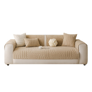 <b>Sofa</b> <b>Covers</b> 3D Wave Embossed Soft Cotton Fleece Non-Slip Waterproof Pad Type 145-185CM Machine Washable <b>Sofa</b> Cushions - Product Image 5