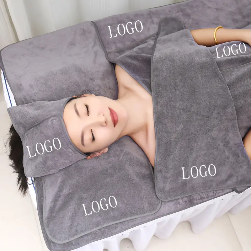 Vendita calda personalizzato telo da bagno spa in microfibra avvolgente asciugamani estetici per spa con logo stampato personalizzato ricamo personalizzato