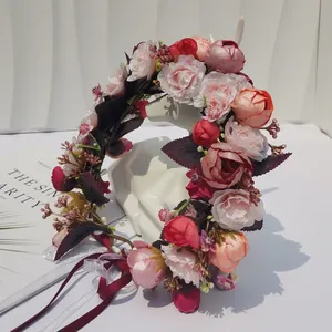 Bán buôn thiết kế mới thanh lịch handmade hoa vương miện tóc vòng hoa Bridal Headband Tiara cho phụ nữ Bridal Phụ kiện tóc