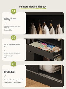 Armoire de chambre à coucher en métal de luxe à 3 portes, <span class=keywords><strong>placard</strong></span> à portes coulissantes tout en acier, armoire en métal robuste et écologique pour meubles de maison - Product Image 5