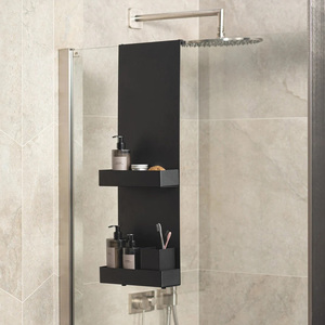 <span class=keywords><strong>2</strong></span> tầng treo vòi hoa sen Kệ chải Matt đen trắng thép không gỉ 304 lưu trữ giá Organizer chủ cho phòng tắm - Product Image 1