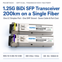 Transceivers optiques SFP 1.25G BIDI à fibre optique, fibre unique 1490nm/1550nm 200km LC DDM SMF